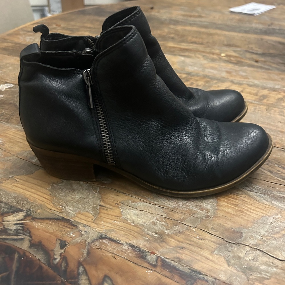 Lucky Brand Leather Ankle Boots with Side Zipper